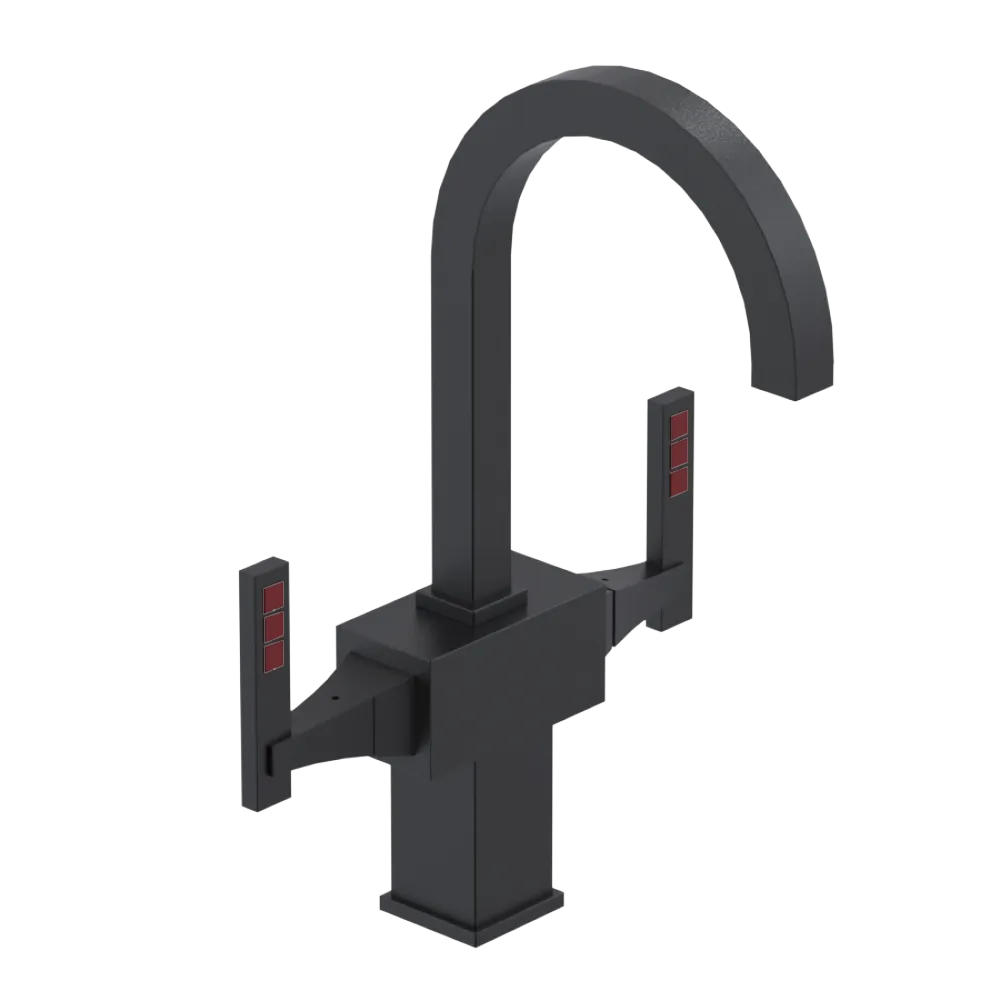 Rubinet Single Hole Dual Handle Lav. Set. (less drain) Matt Black