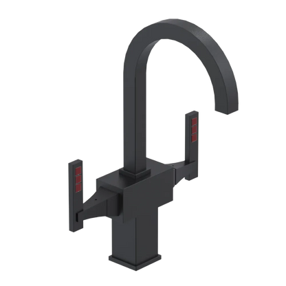 Rubinet Single Hole Dual Handle Lav. Set. (less drain) Matt Black