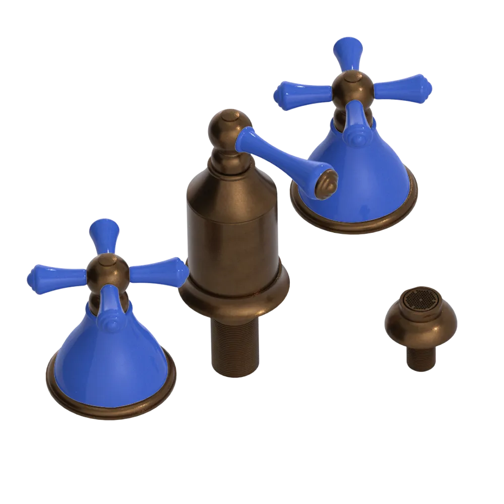 Rubinet Bidet Fitting with Spray, Diverter, and Vacum Breaker (Less Drain) Tuscan Brass