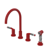 Rubinet Widespread Kitchen Set with Hand Spray Maroon