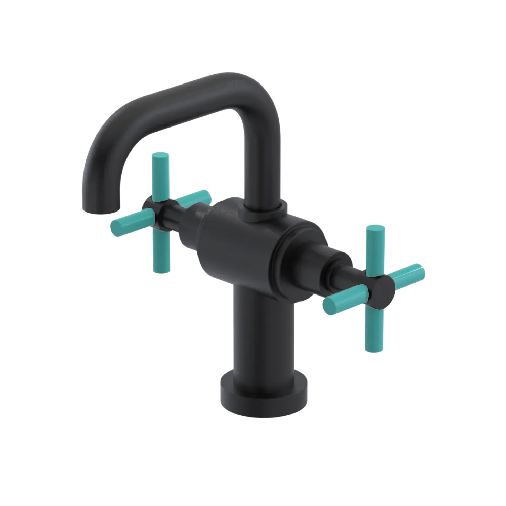 Rubinet Single Hole Dual Handle Lav. Set. (less drain) Matt Black