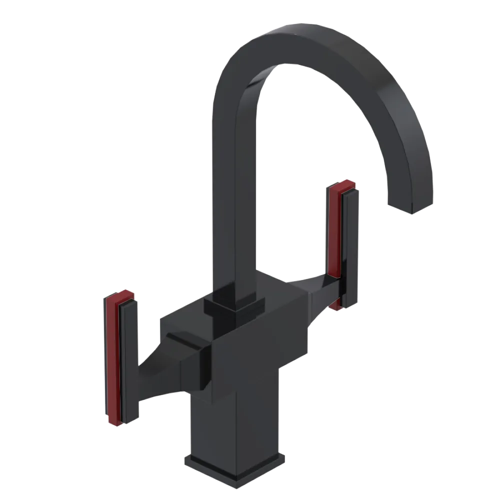Rubinet Single Hole Dual Handle Lav. Set. (less drain) Black