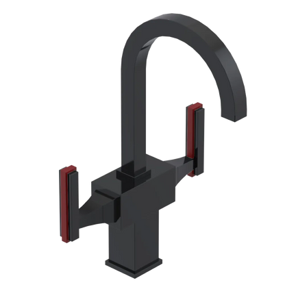 Rubinet Single Hole Dual Handle Lav. Set. (less drain) Black