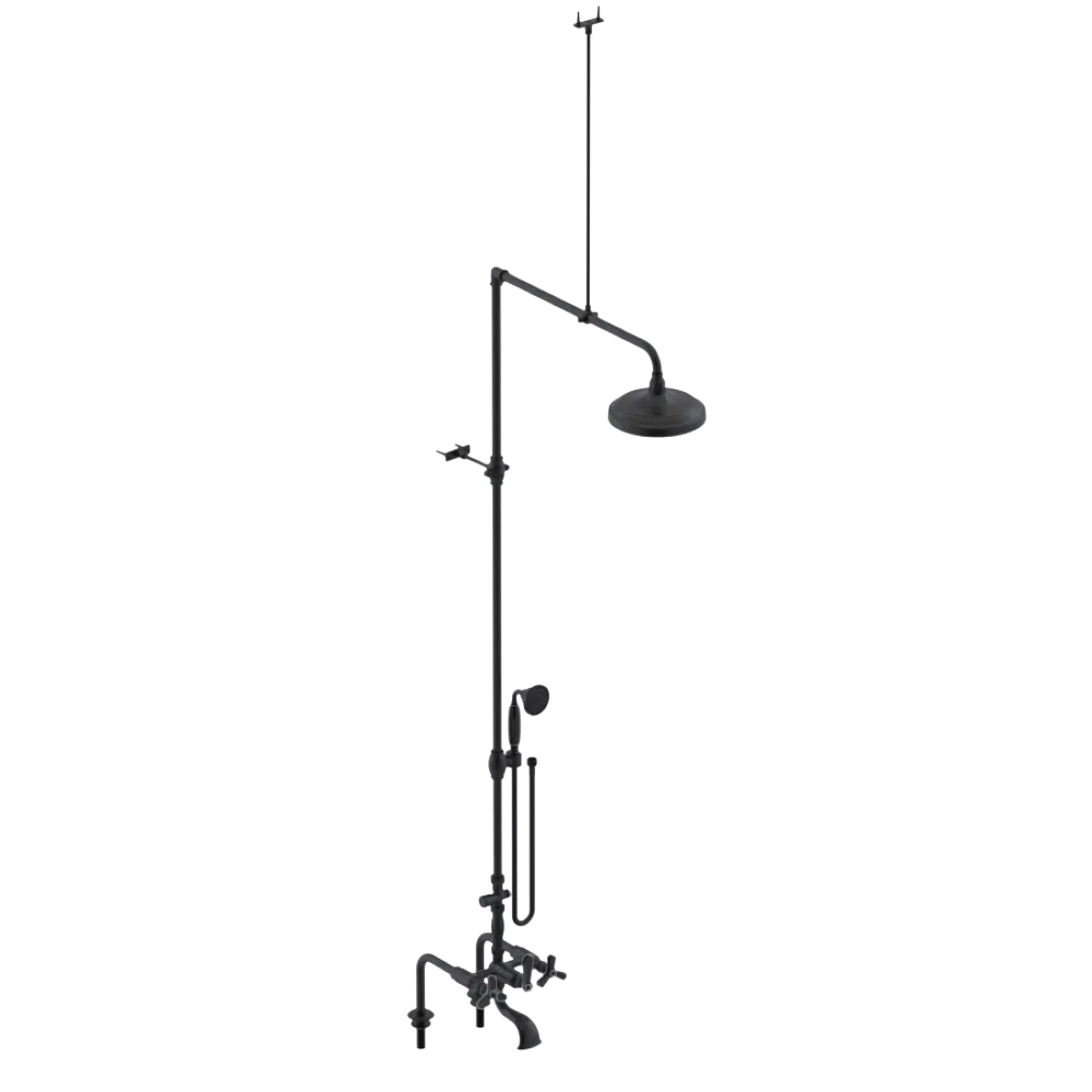 Rubinet Deck Mount Tub & Shower with Hand Held Shower Matt Black