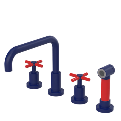 Rubinet Widespread Kitchen Set with Hand Spray Midnight Blue