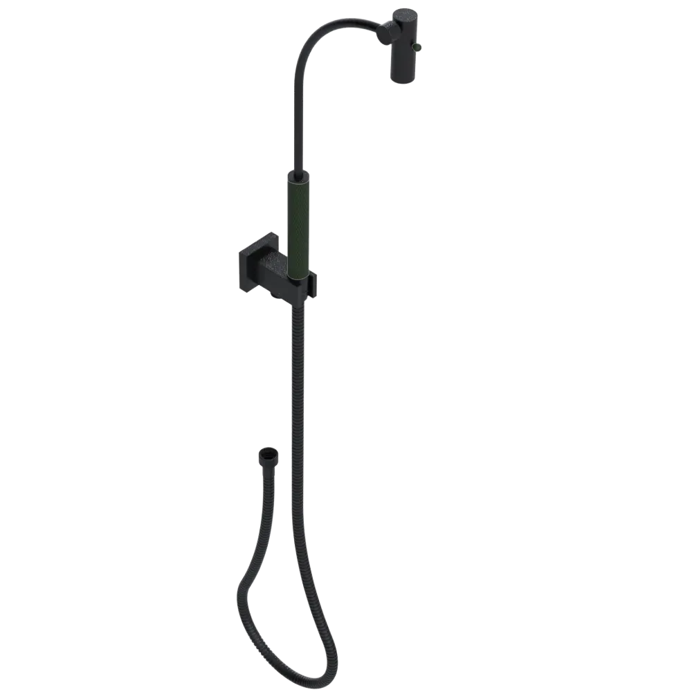 Rubinet Hand Held Shower Bidet with Extended Reach & Dual Function Spray Including Wall Bracket with Supply & Hose (Square) Matt Black