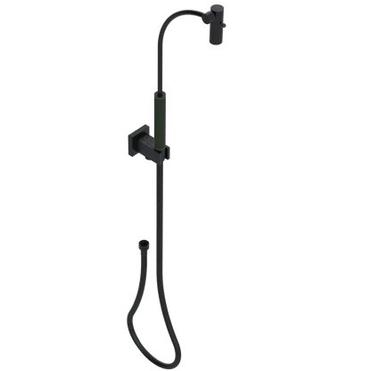 Rubinet Hand Held Shower Bidet with Extended Reach & Dual Function Spray Including Wall Bracket with Supply & Hose (Square) Matt Black