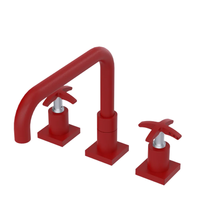 Rubinet Widespread Kitchen Set with Genesis Spout Maroon