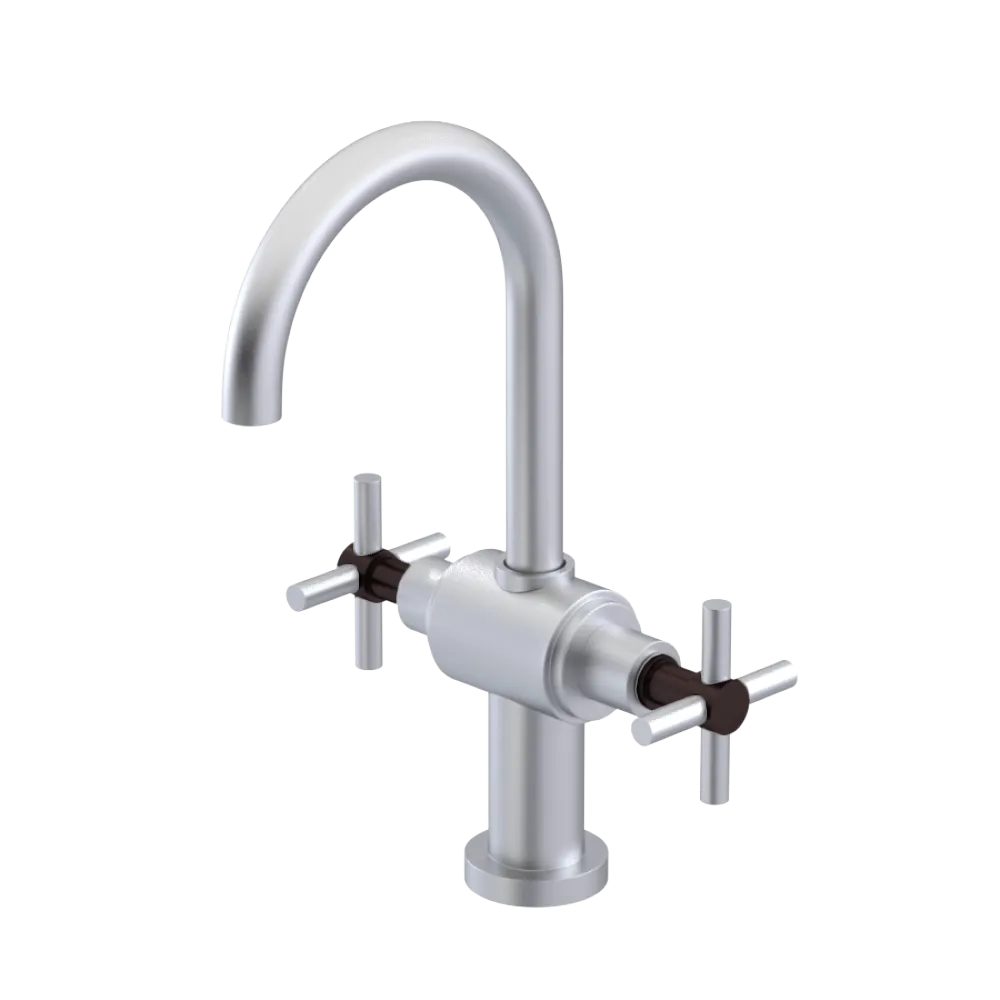 Rubinet Single Hole Dual Handle Lav. Set with LaSalle Spout (less drain) Satin Chrome