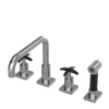 Rubinet Widespread Kitchen Set with Genesis Spout with Hand Spray Satin Nickel