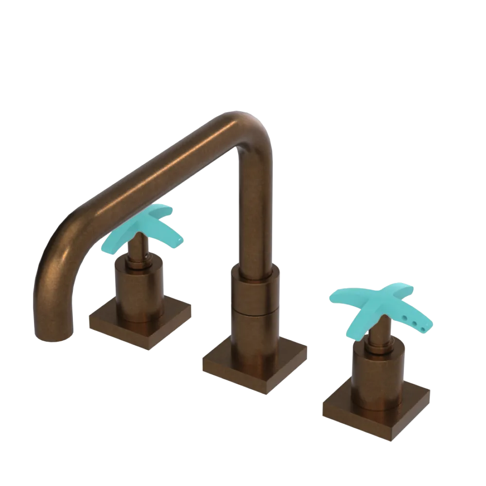 Rubinet Widespread Kitchen Set with Genesis Spout Tuscan Brass