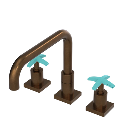 Rubinet Widespread Kitchen Set with Genesis Spout Tuscan Brass