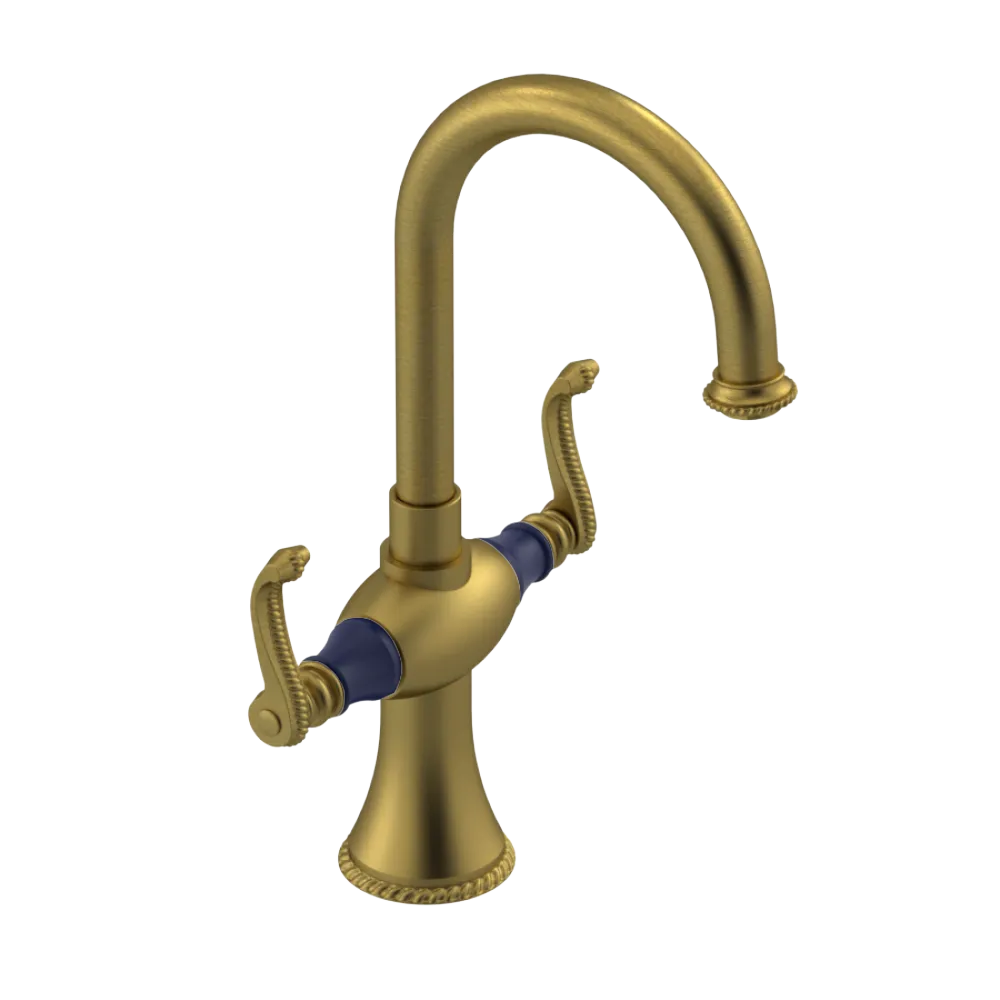 Rubinet Single Hole Dual Handle Lav. Set. (less drain) Antique Brass Matt