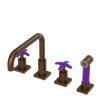 Rubinet Widespread Kitchen Set with Genesis Spout with Hand Spray Tuscan Brass