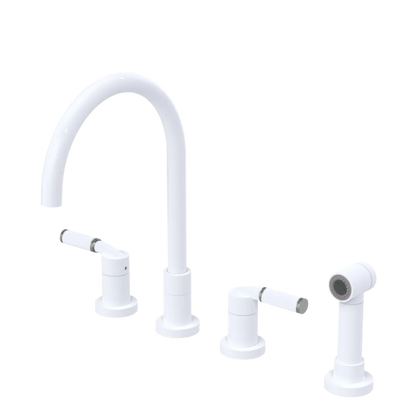 Rubinet Widespread Kitchen Set with Hand Spray White