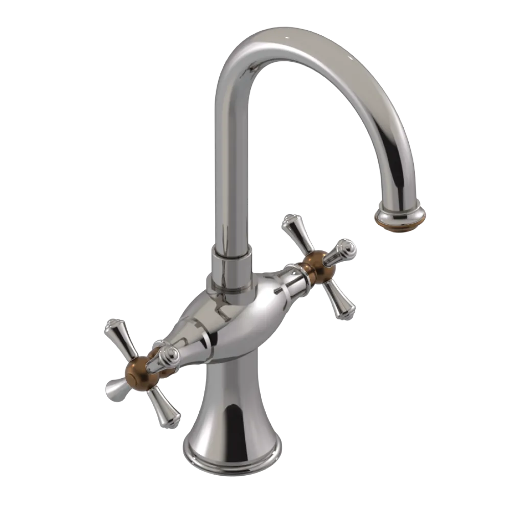 Rubinet Single Hole Dual Handle Lav. Set. (less drain) Polished Nickel