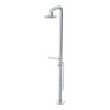 Rubinet Pressure Balance Outdoor Shower with Foot Rinse & 10" Shower Head (with shelf) - 304 Stainless Steel Chrome