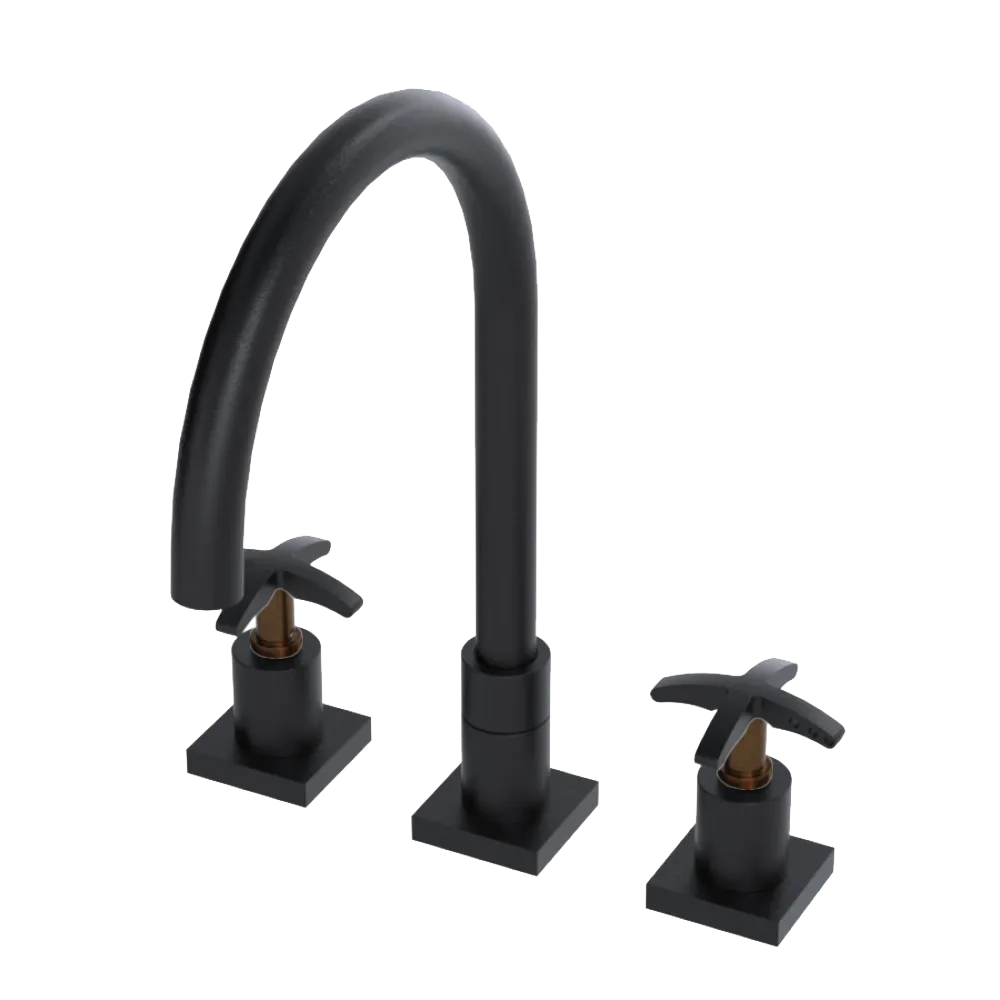 Rubinet Widespread Kitchen Set Matt Black