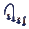 Rubinet Widespread Kitchen Set with Hand Spray Midnight Blue
