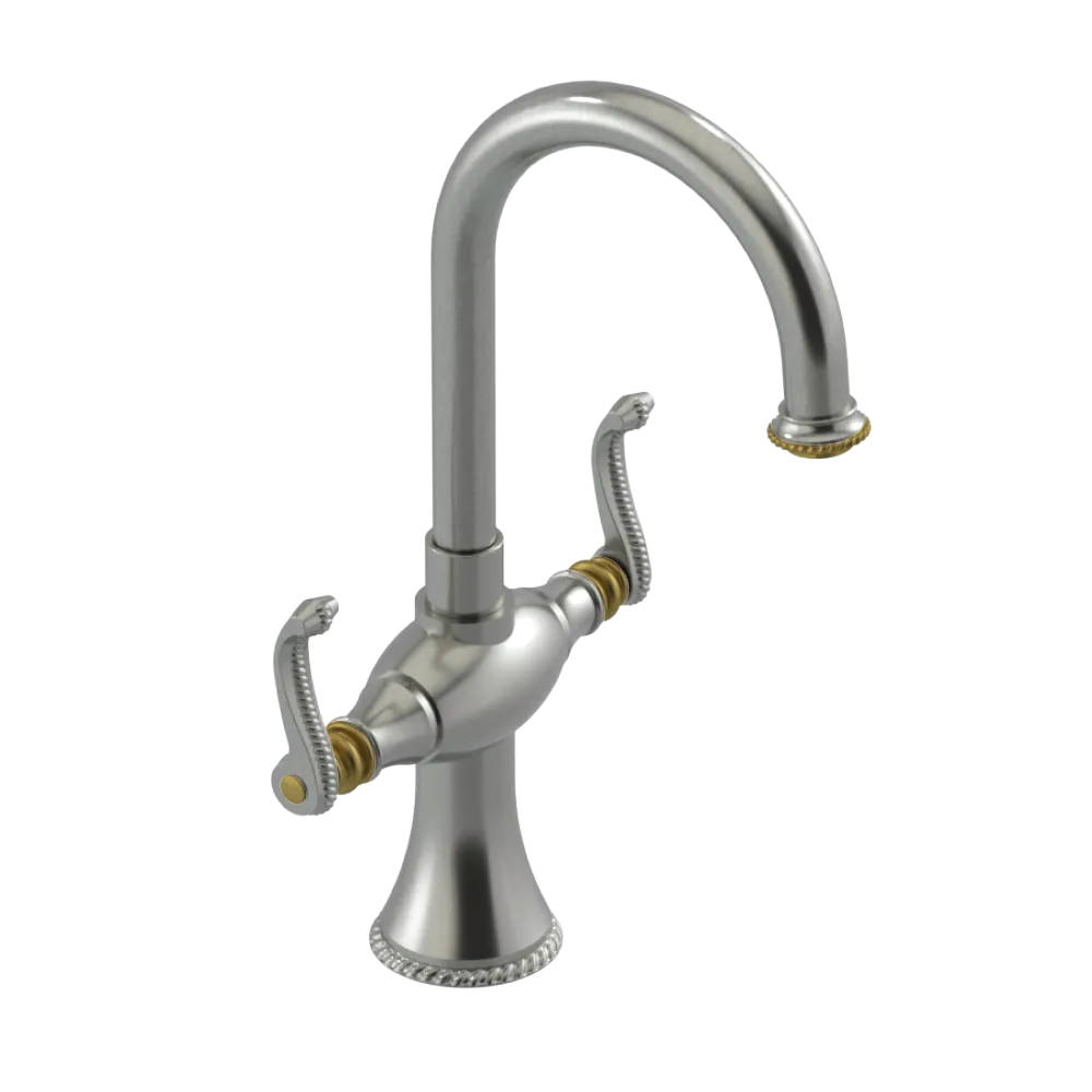 Rubinet Single Hole Dual Handle Lav. Set. (less drain) Satin Nickel
