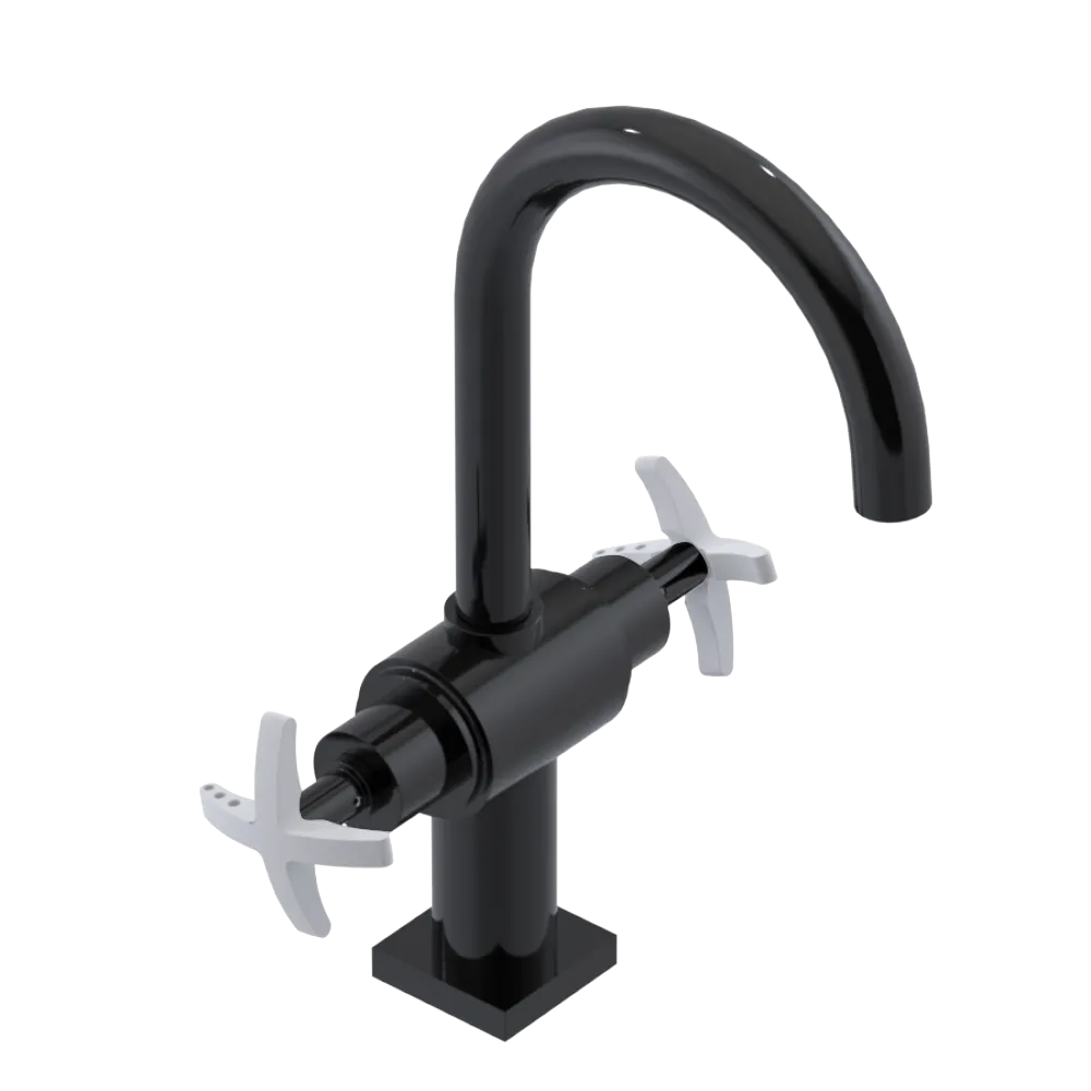 Rubinet Single Hole Dual Handle Lav. Set. (less drain) Black