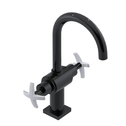 Rubinet Single Hole Dual Handle Lav. Set. (less drain) Black