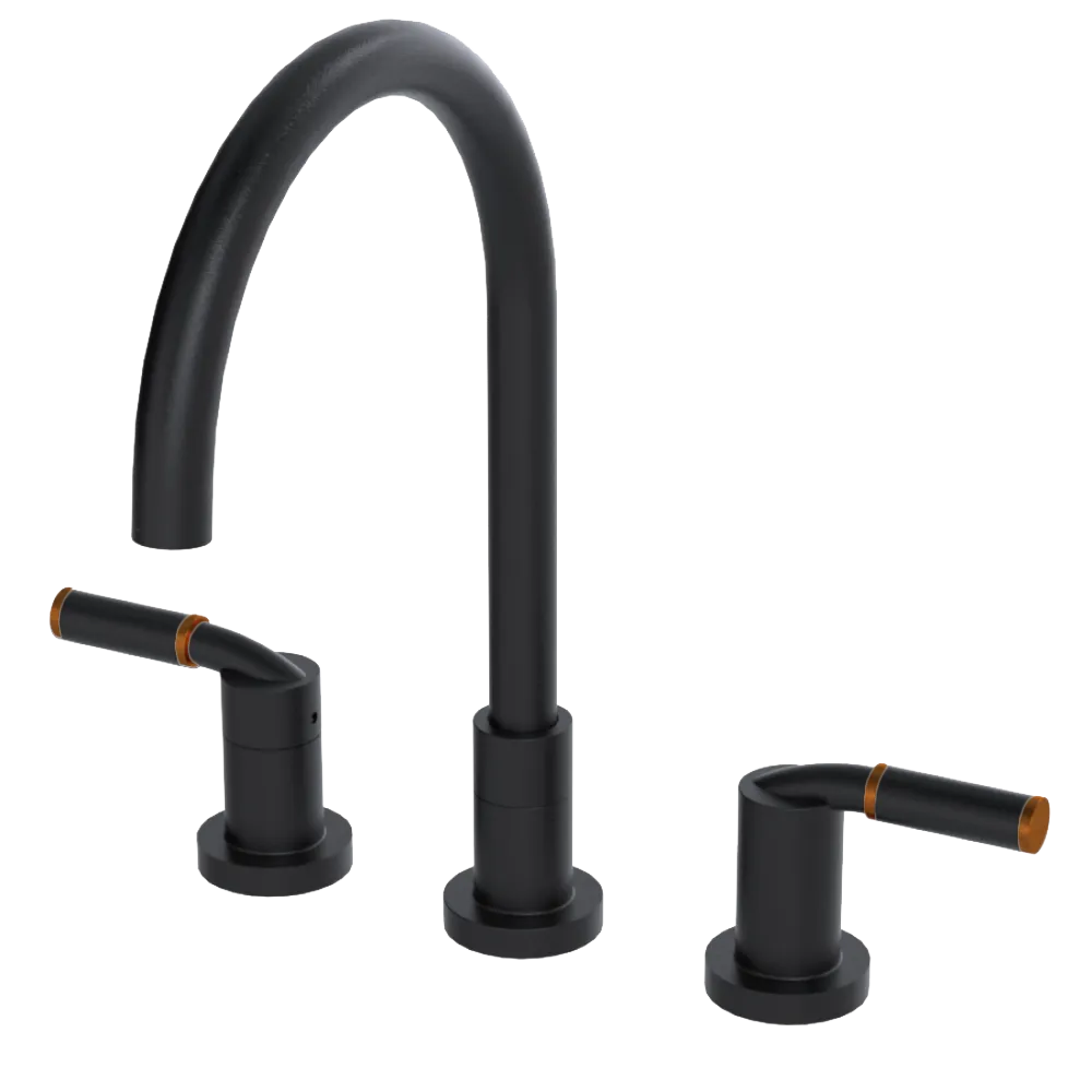 Rubinet Widespread Kitchen Set Matt Black