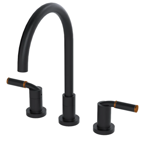 Rubinet Widespread Kitchen Set Matt Black