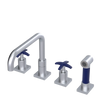Rubinet Widespread Kitchen Set with Genesis Spout with Hand Spray Satin Chrome