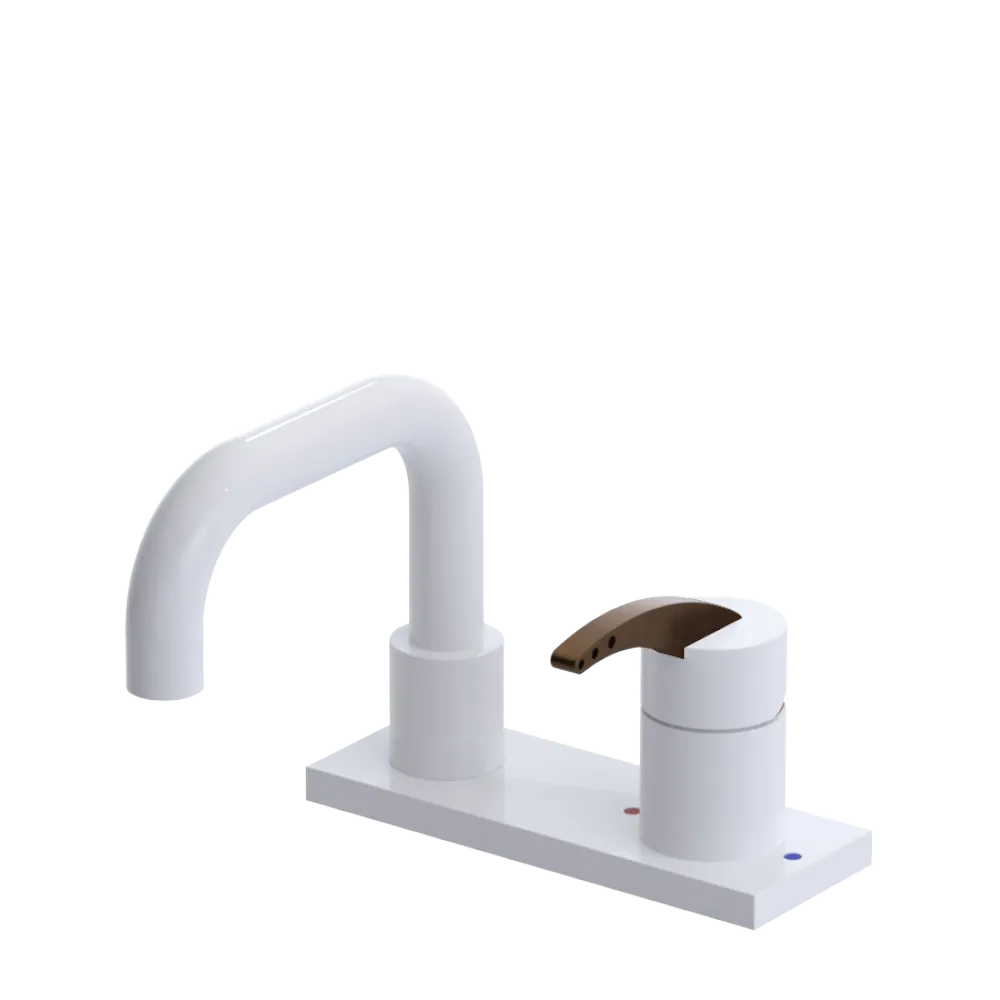 Rubinet 4" Centre Single Control Lav. Set. with Genesis spout (less drain) White