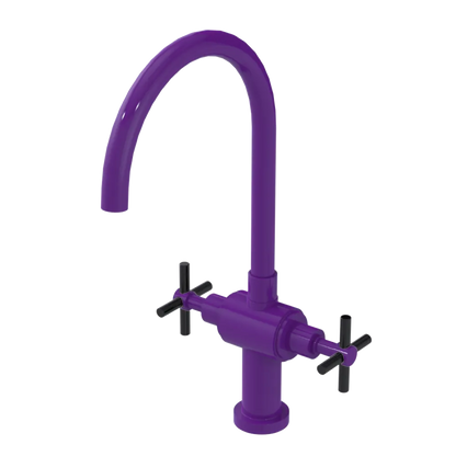 Rubinet Two Handle Single Hole Kitchen Set with LaSalle Spout Purple Haze