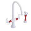 Rubinet Two Handle Single Hole Kitchen Set with Hand Spray Matt White