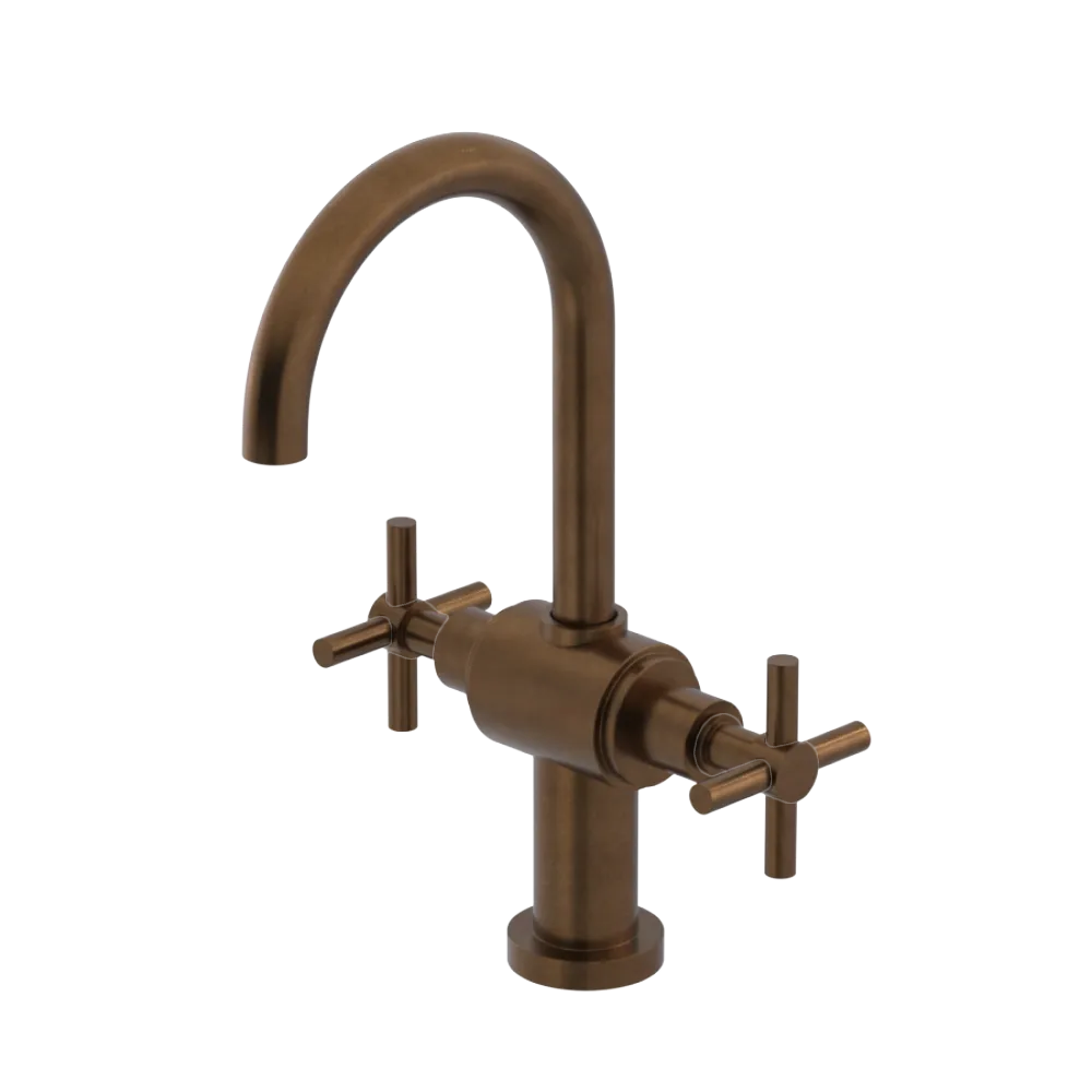 Rubinet Single Hole Dual Handle Lav. Set with LaSalle Spout (less drain) Tuscan Brass