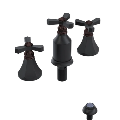 Rubinet Bidet Fitting with Spray, Diverter, and Vacum Breaker (Less Drain) Matt Black