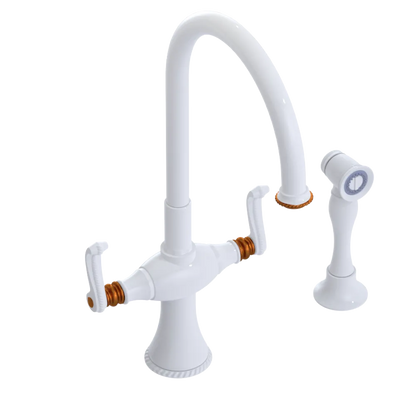 Rubinet Two Handle Single Hole Kitchen Set with Hand Spray White