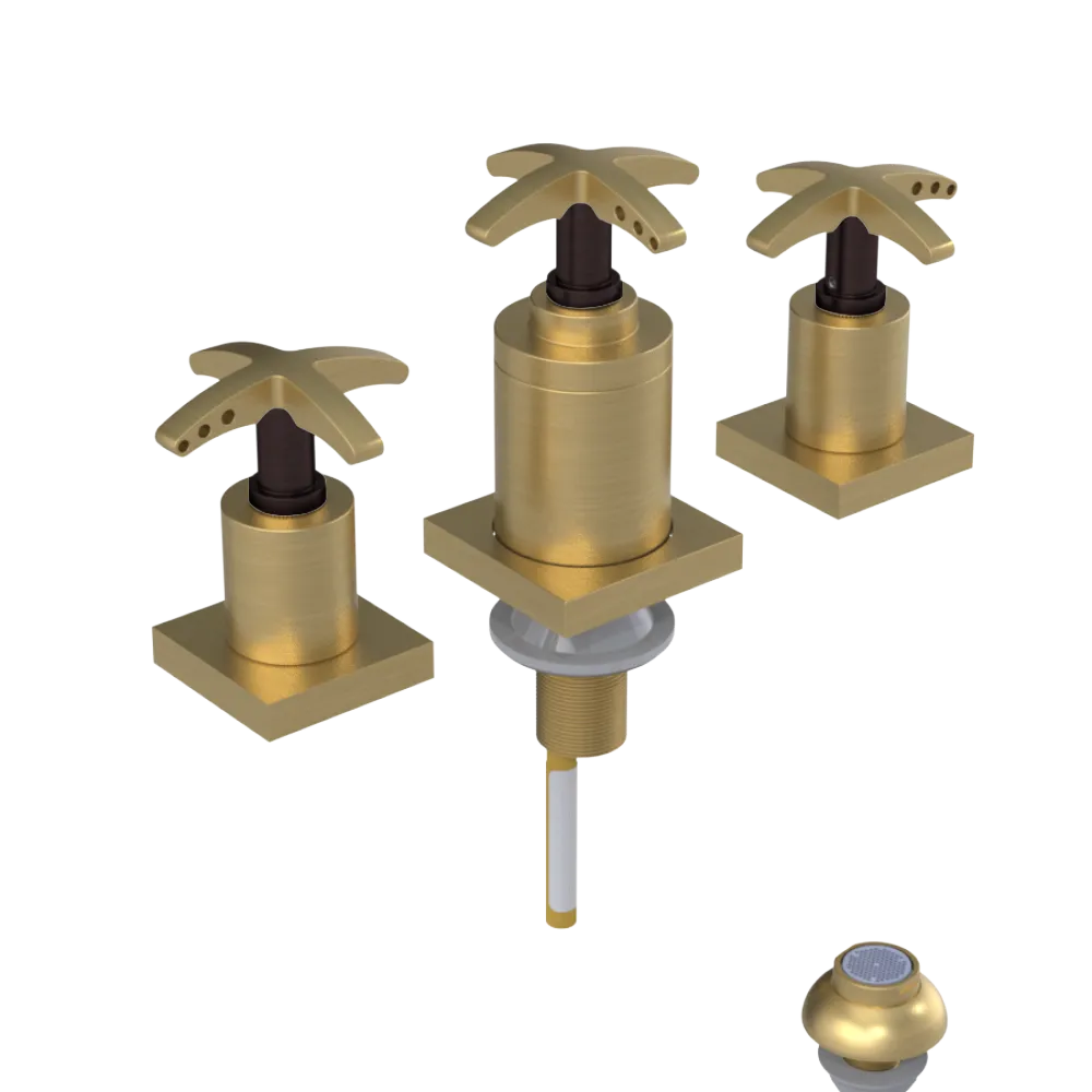 Rubinet Bidet Fitting with Spray, Diverter, and Vacuum Breaker (less drain) Satin Gold