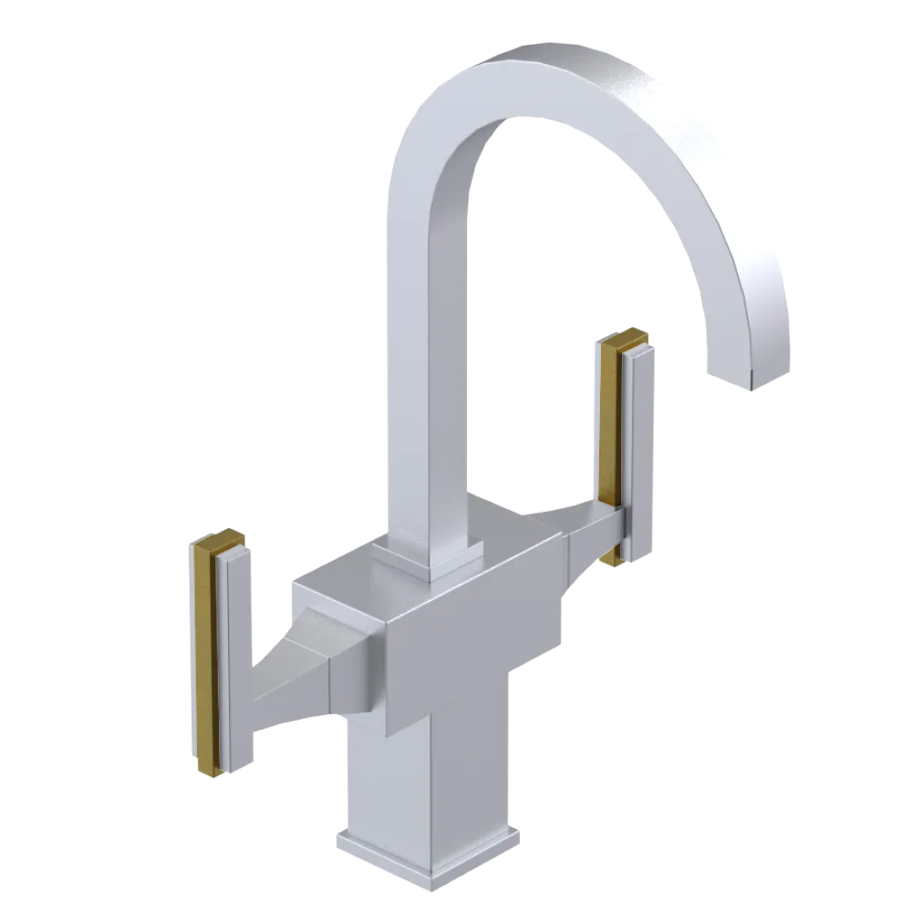 Rubinet Single Hole Dual Handle Lav. Set. (less drain) Satin Chrome