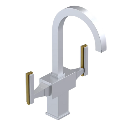 Rubinet Single Hole Dual Handle Lav. Set. (less drain) Satin Chrome