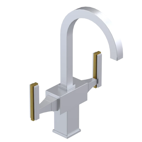 Rubinet Single Hole Dual Handle Lav. Set. (less drain) Satin Chrome