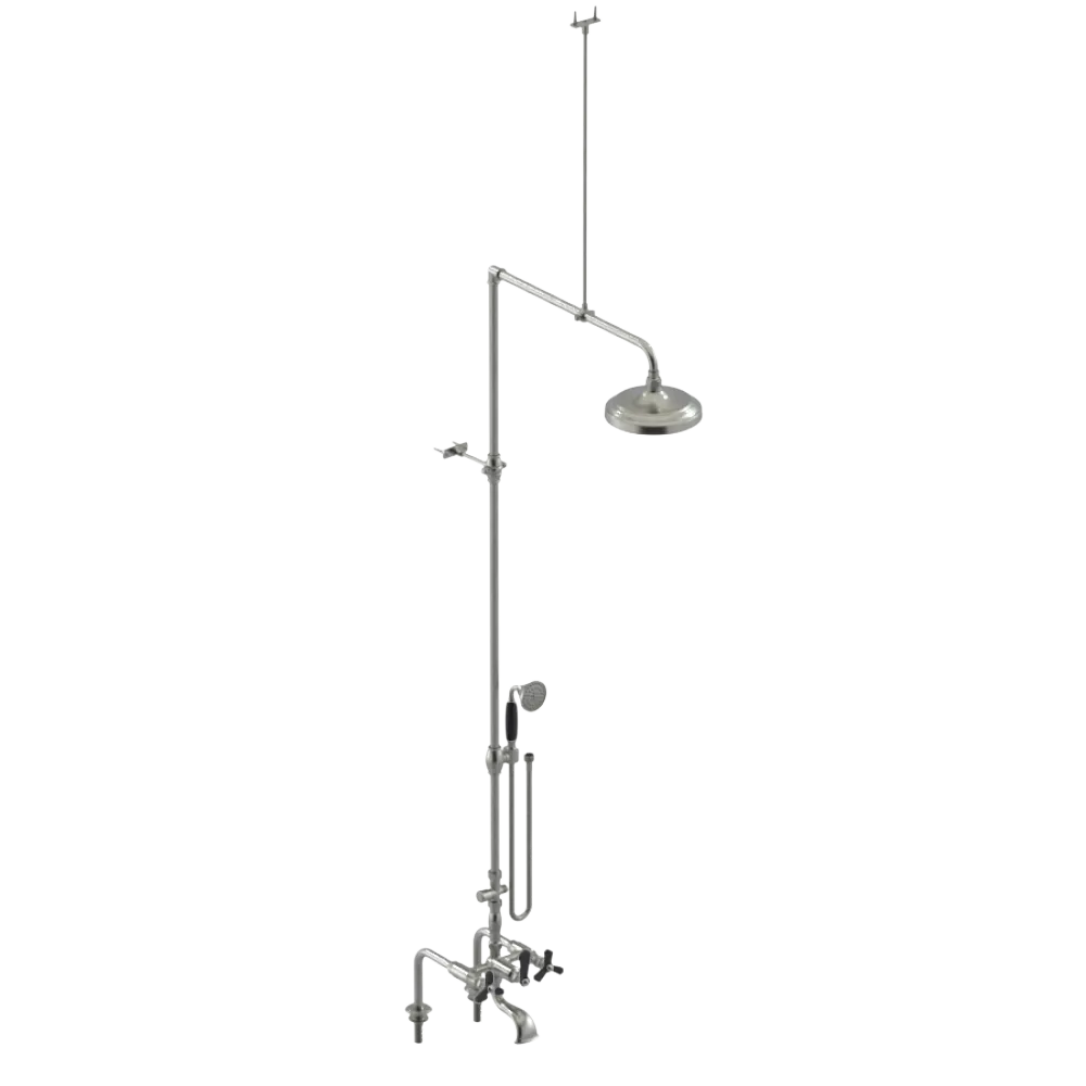 Rubinet Deck Mount Tub & Shower with Hand Held Shower Satin Nickel