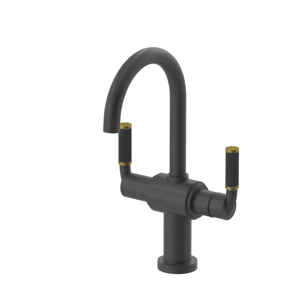 Rubinet Single Hole Dual Handle Lav. Set. (less drain) Matt Black