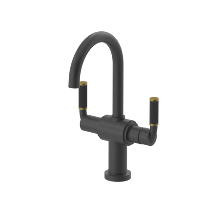 Rubinet Single Hole Dual Handle Lav. Set. (less drain) Matt Black