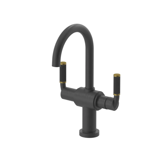 Rubinet Single Hole Dual Handle Lav. Set. (less drain) Matt Black