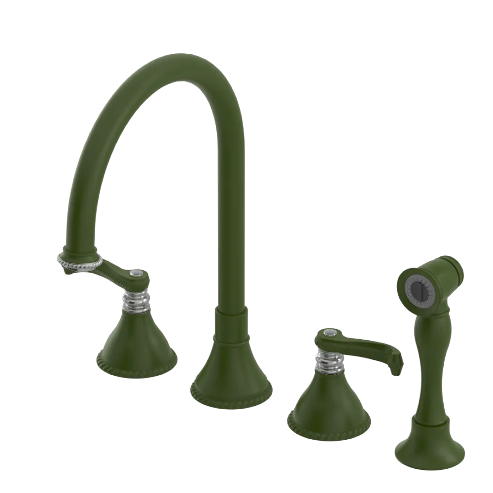 Rubinet Widespread Kitchen Set with Hand Spray Green Envy