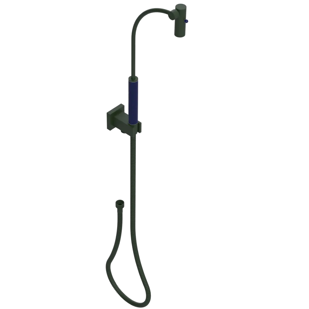 Rubinet Hand Held Shower Bidet with Extended Reach & Dual Function Spray Including Wall Bracket with Supply & Hose (Square) Green Envy
