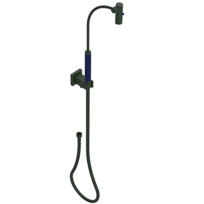 Rubinet Hand Held Shower Bidet with Extended Reach & Dual Function Spray Including Wall Bracket with Supply & Hose (Square) Green Envy