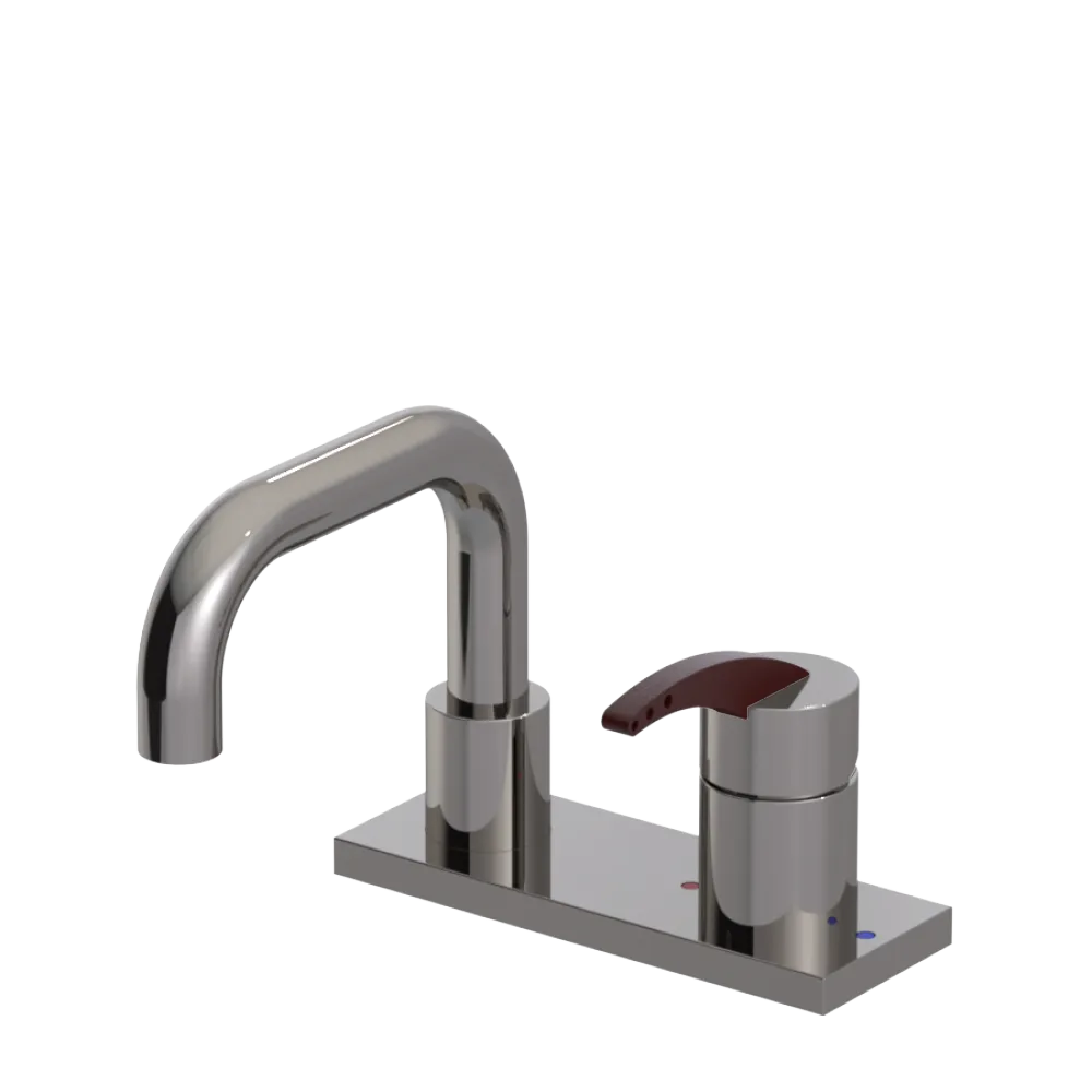 Rubinet 4" Centre Single Control Lav. Set. with Genesis spout (less drain) Polished Nickel
