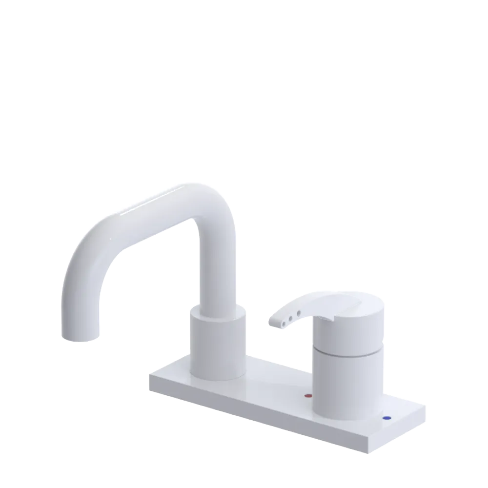 Rubinet 4" Centre Single Control Lav. Set. with Genesis spout (less drain) White