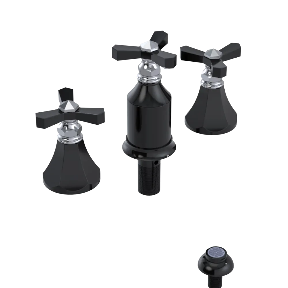 Rubinet Bidet Fitting with Spray, Diverter, and Vacum Breaker (Less Drain) Black
