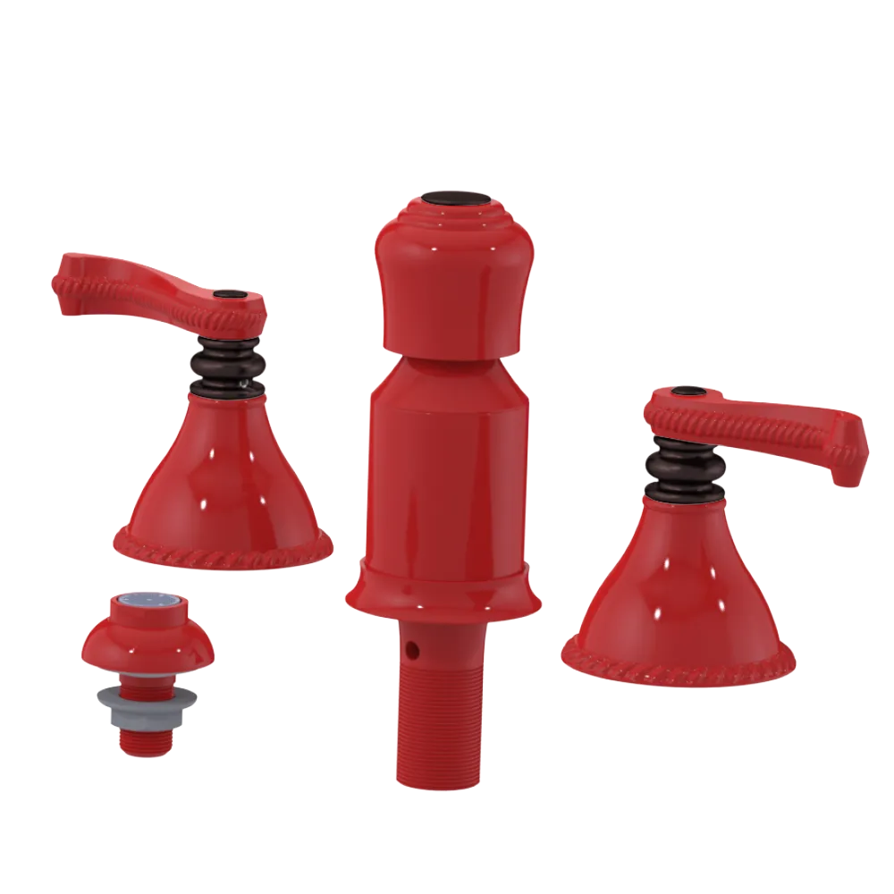Rubinet Bidet Fitting with Spray, Diverter, and Vacum Breaker (Less Drain) Red